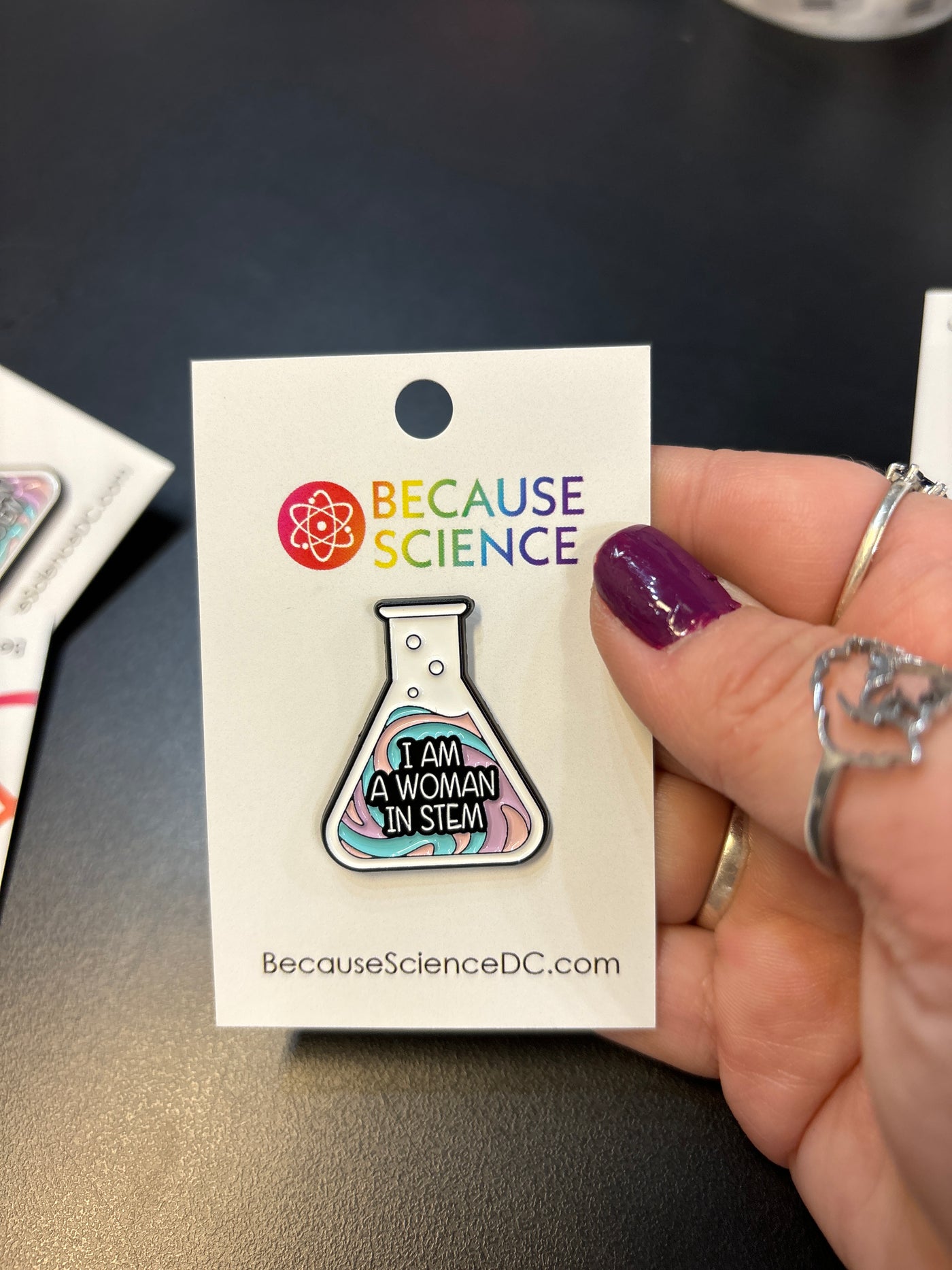 I am a woman in STEM eflask Enamel Pin