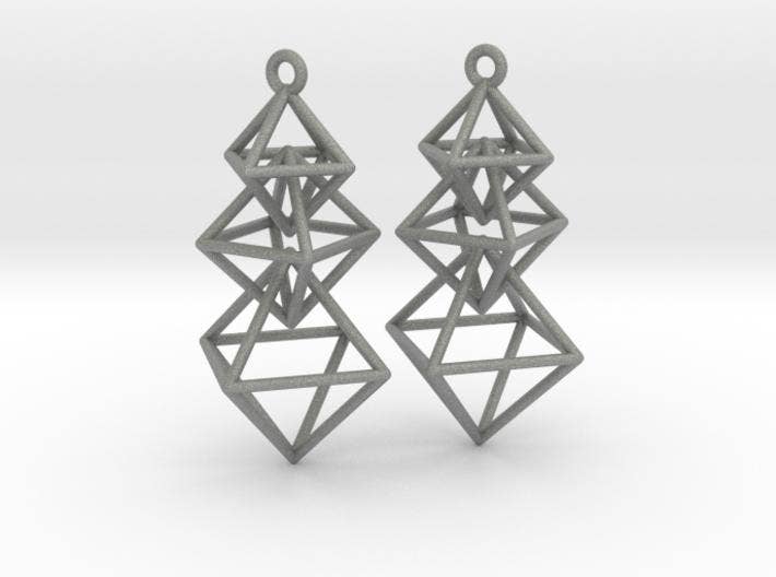 Gray Octahedra Earrings
