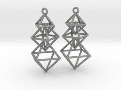 Gray Octahedra Earrings