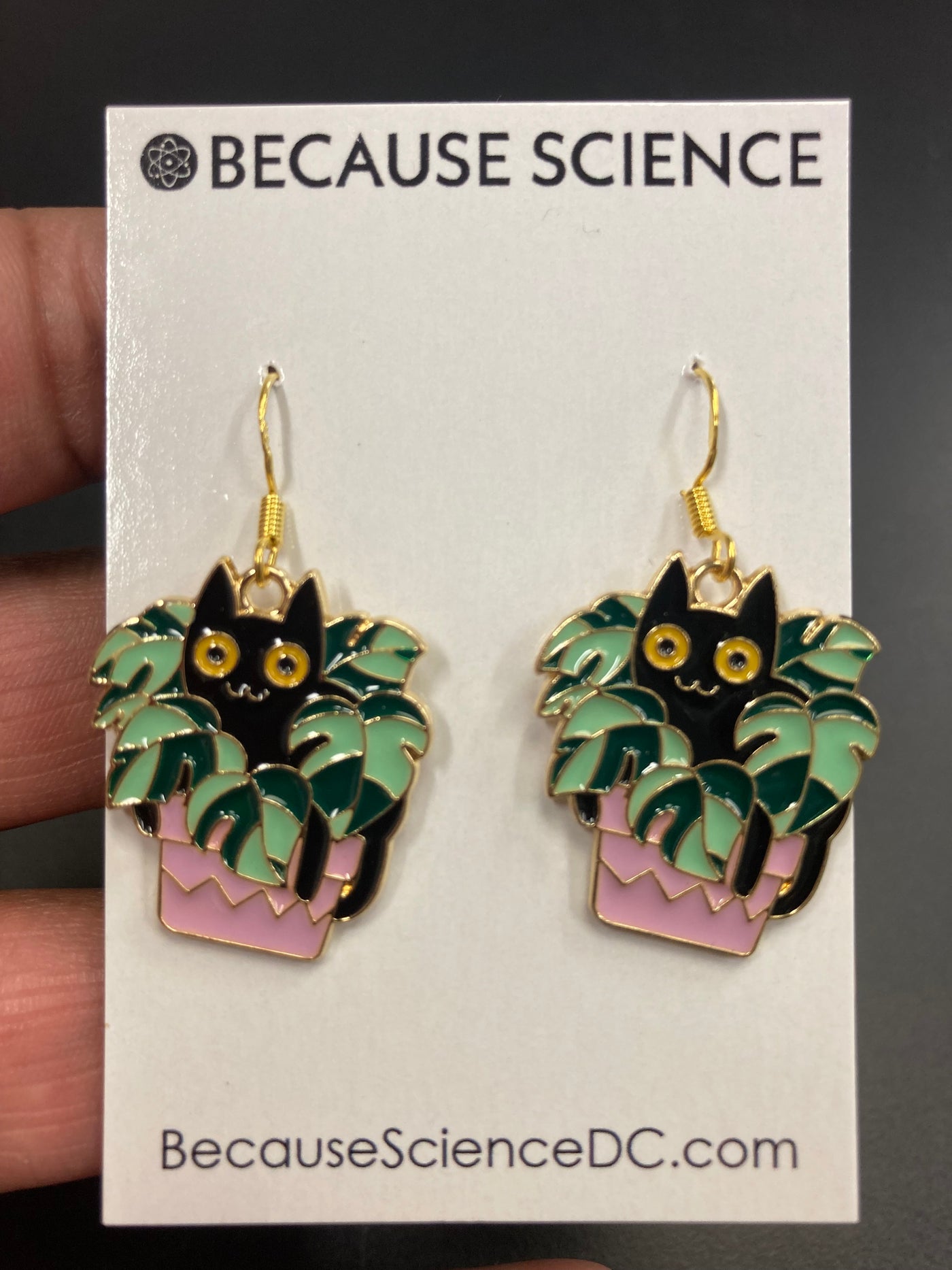 Monstera Cat Earrings