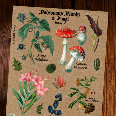 Poisonous Plants Vintage Sticker Sheet