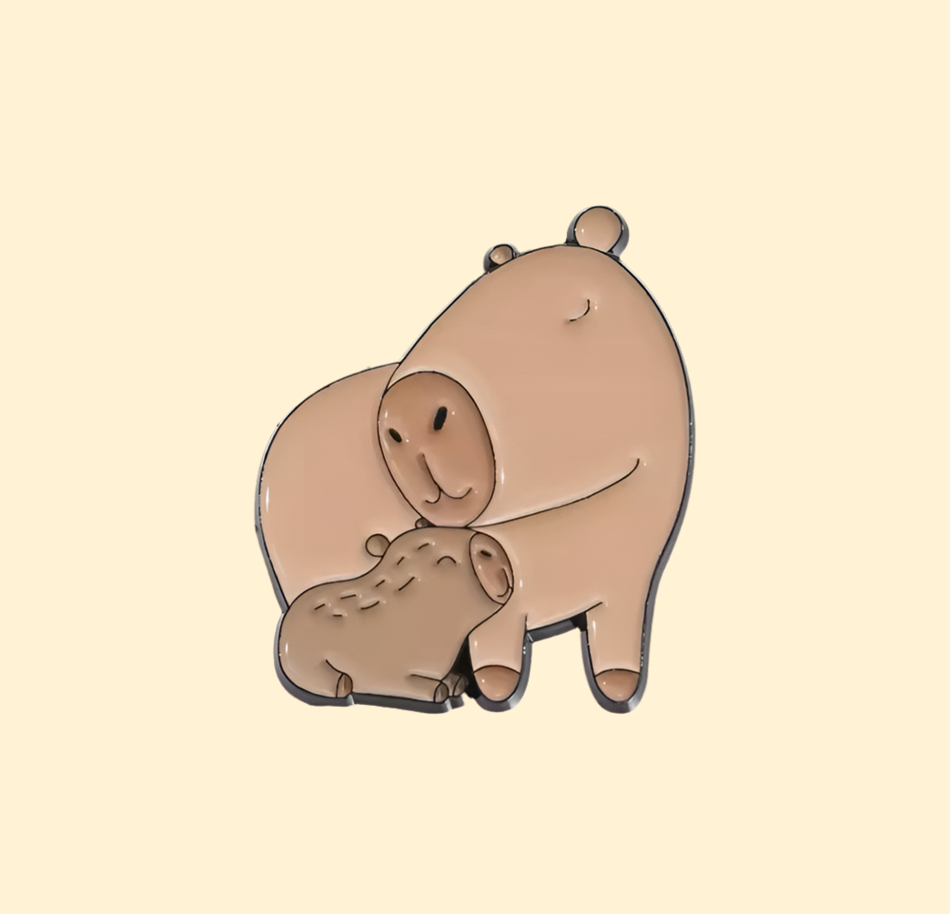 Capy Mommy Baby Enamel Pin