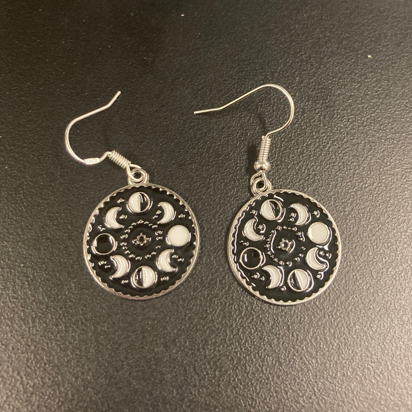Moon Phases Enamel Dangle Earrings