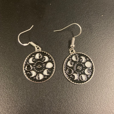 Moon Phases Enamel Dangle Earrings