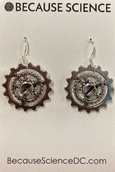 3D Gear Dangle Earrings
