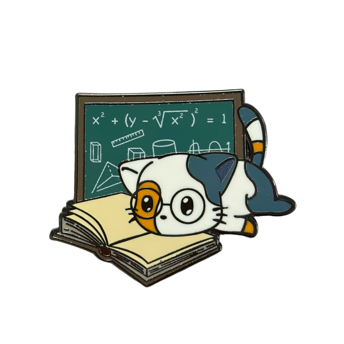 Cat Learning Math Enamel Pin