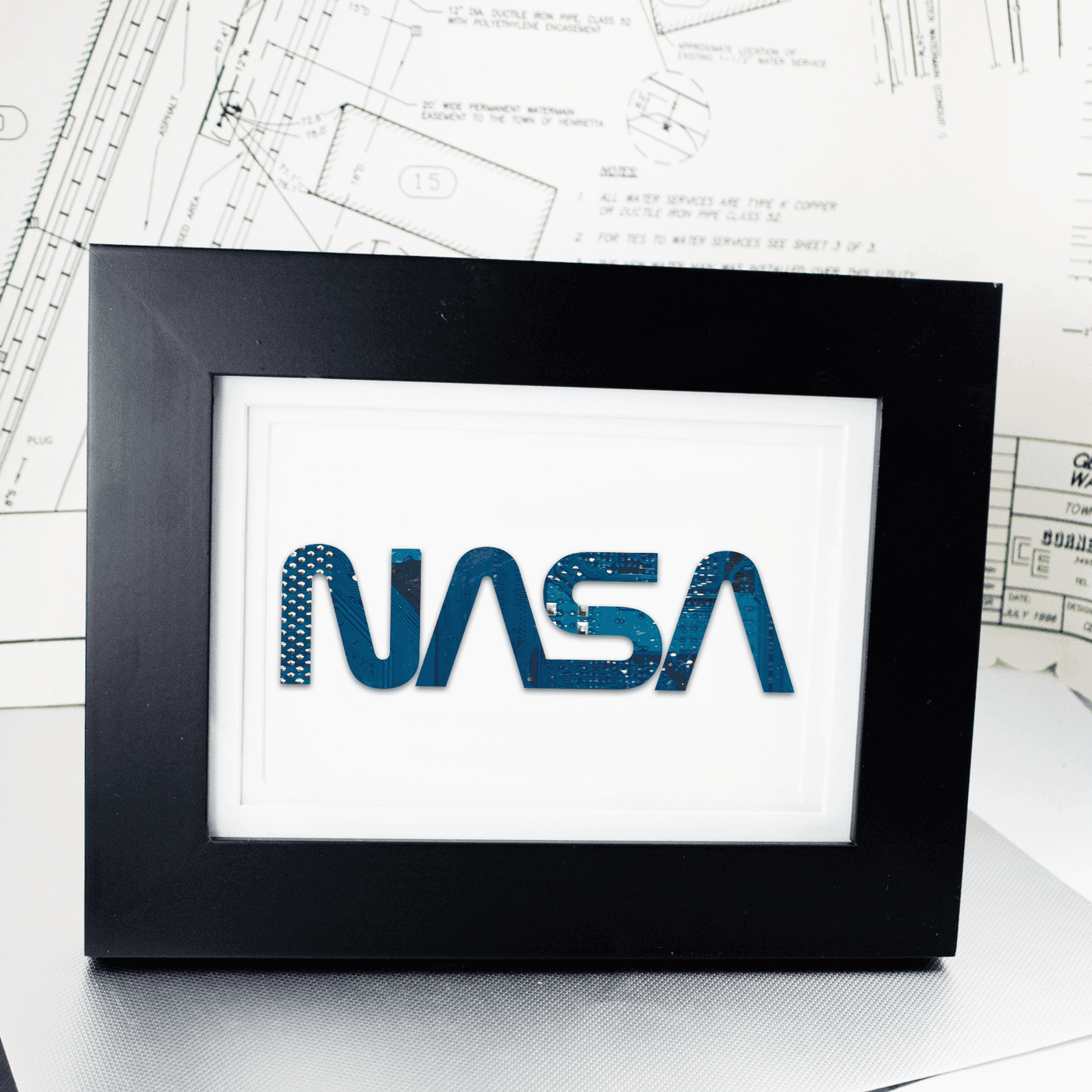 NASA Worm Logo Circuit Board Art - 5x7
