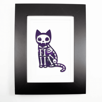 Skeleton Cat Circuit Board Art - 5x7