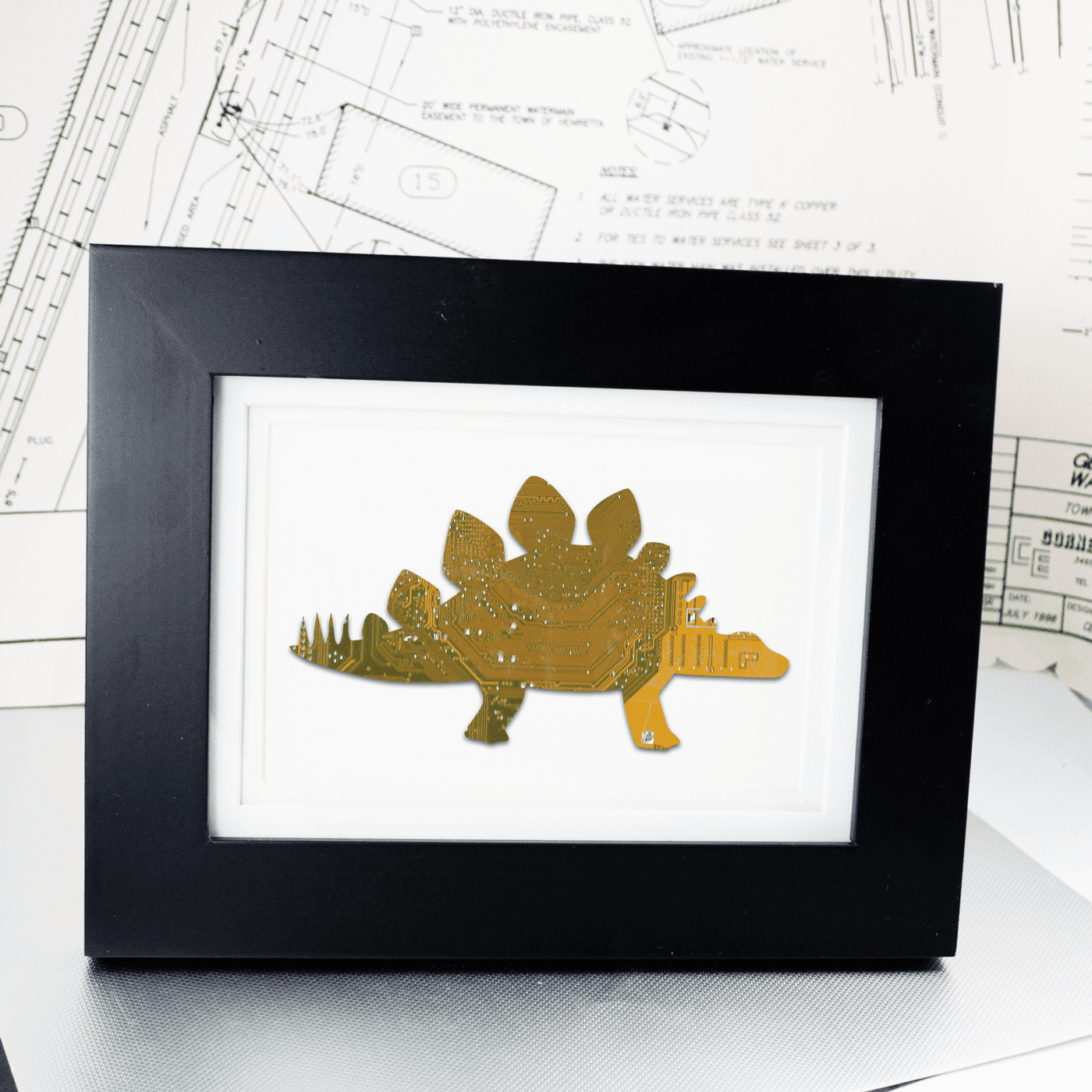 Stegosauraus Circuit Board Art - 5x7