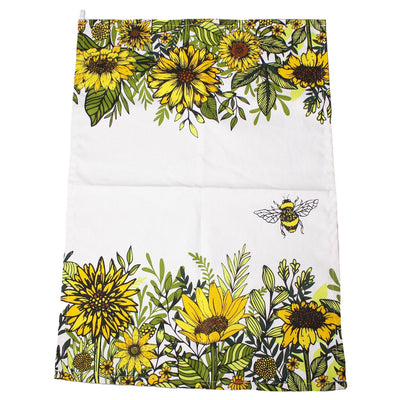 Recycled Cotton Tea Towel Sunflowers Bee Honey