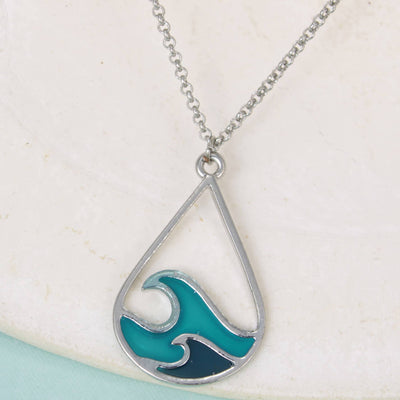 Ocean Drop Blue Waves Necklace