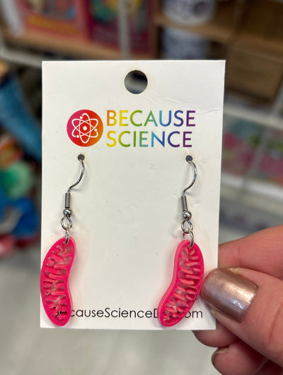 Mitochondria - Pink Acrylic Dangle Earrings