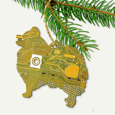 Circuit Board Pomeranian Ornament
