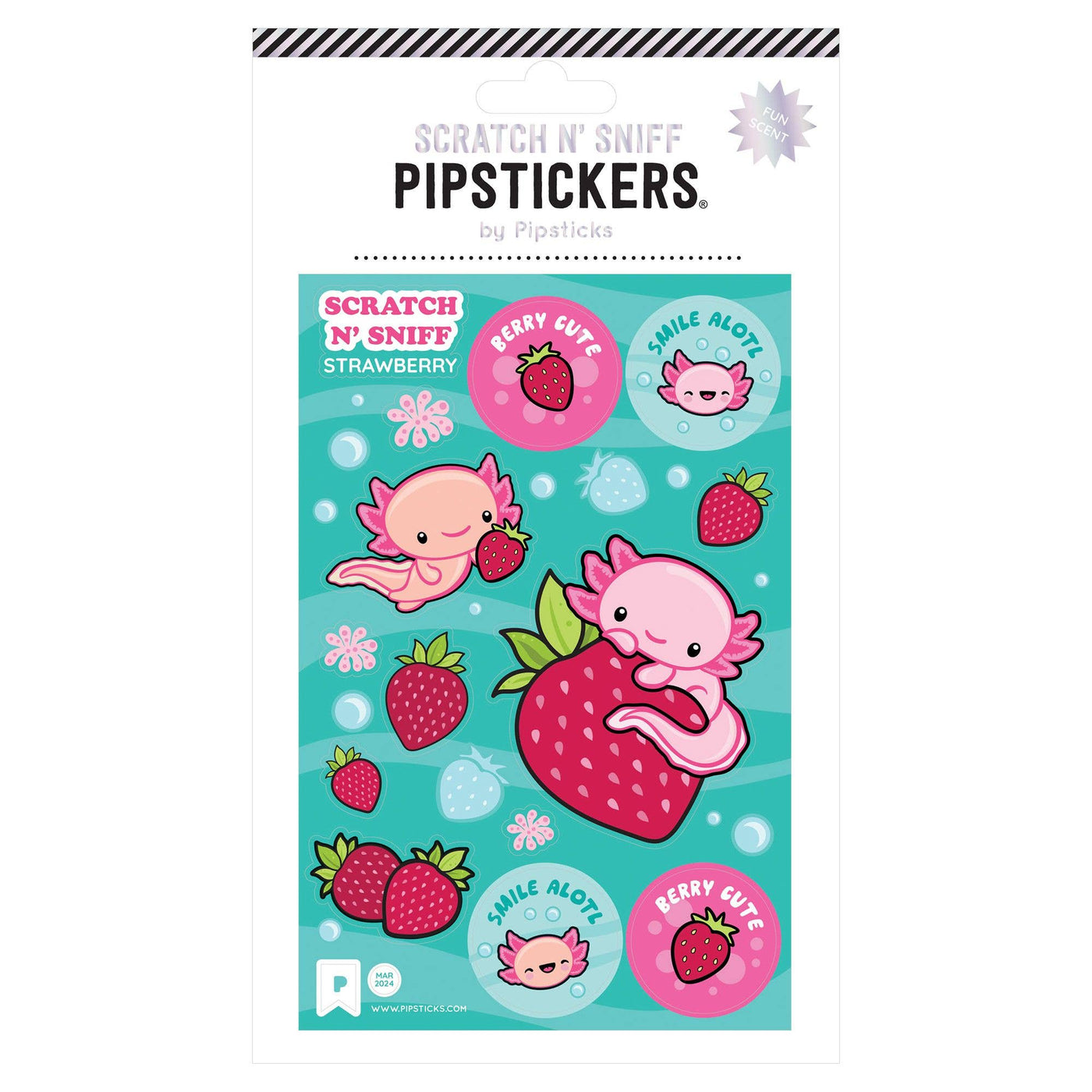 Berry Cute Axolotl (Scratch 'n Sniff) - Sticker Sheet