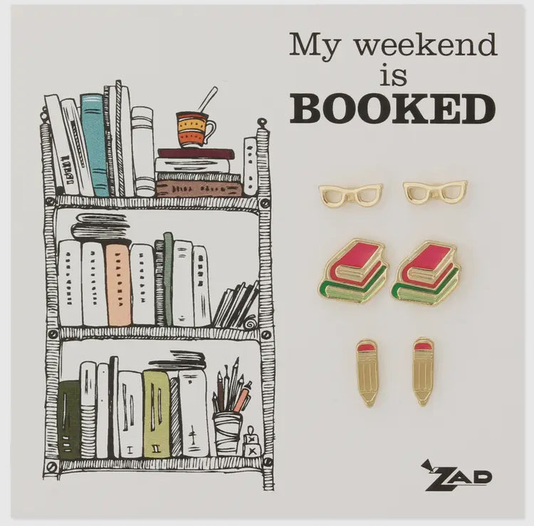 Book Worm Post Earrings Set