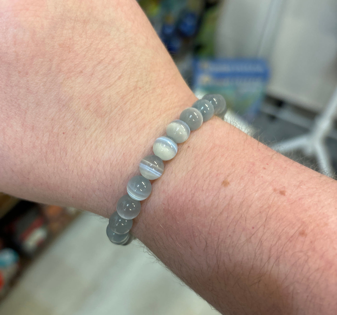 Cat's Eye Gray Stretch Bracelet