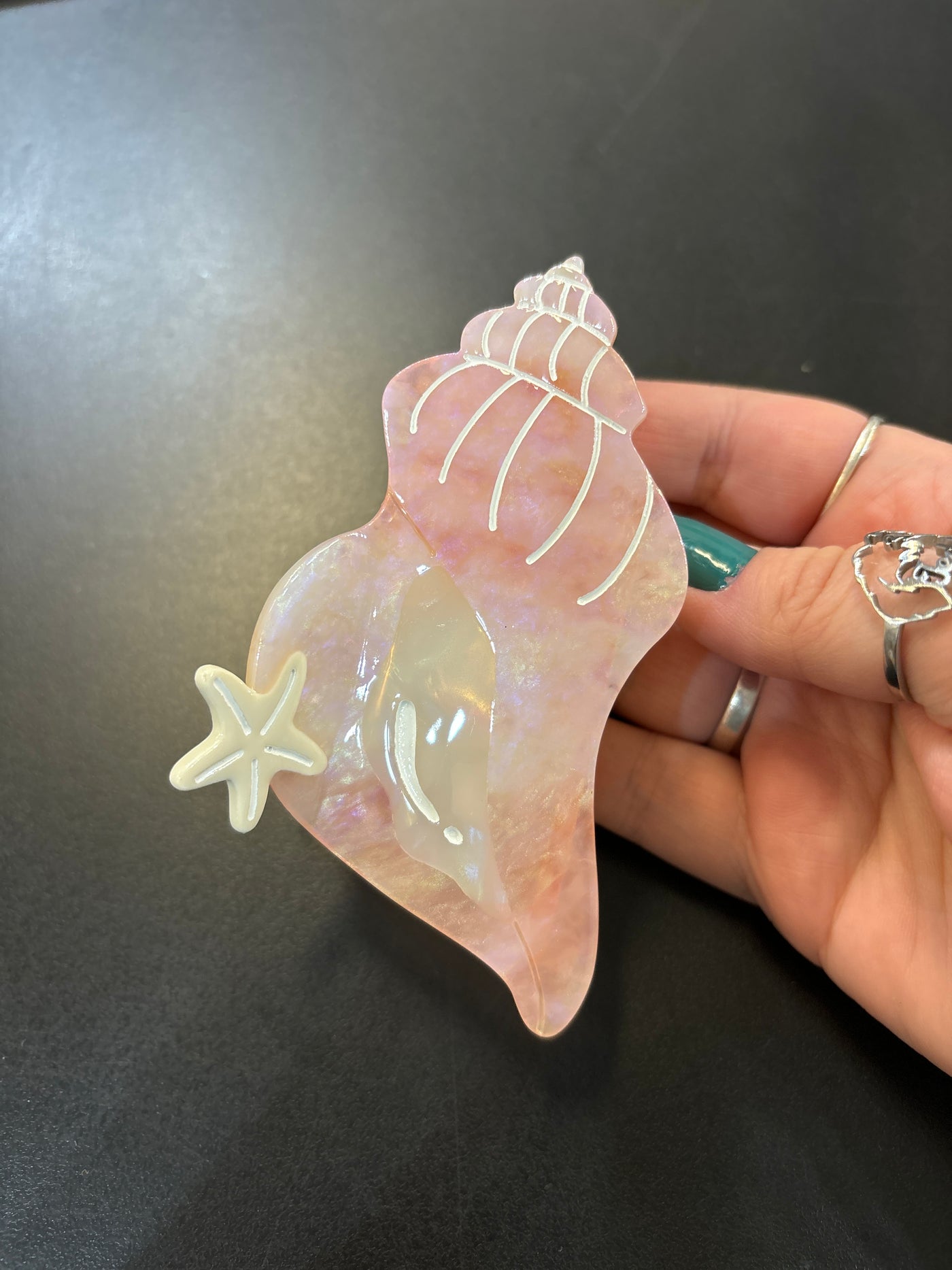 Pink Conch Hair Claw Clip