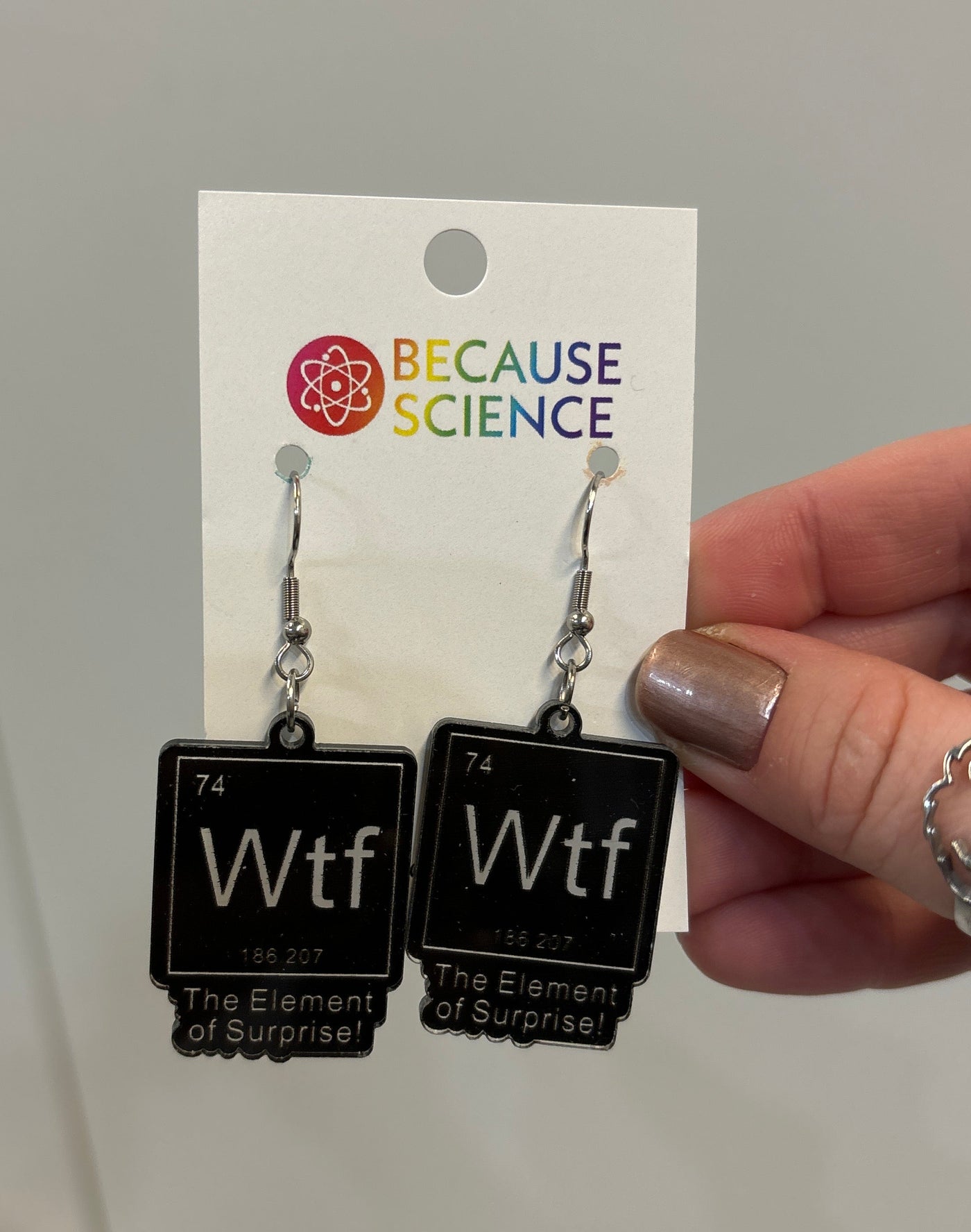 WTF The Element of Surprise Metal Dangle Earrings