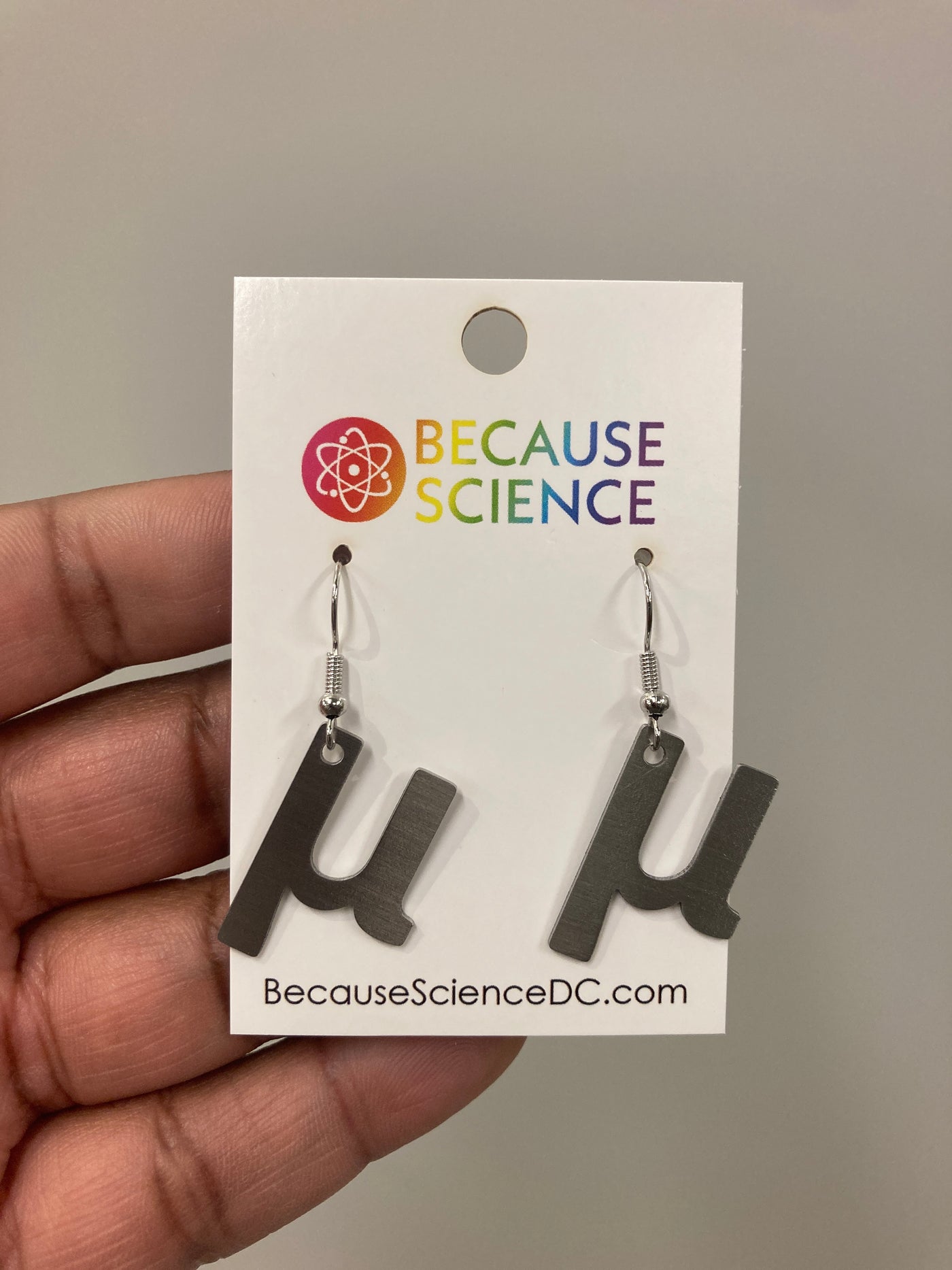 Mu Symbol - Steel Dangle Earrings