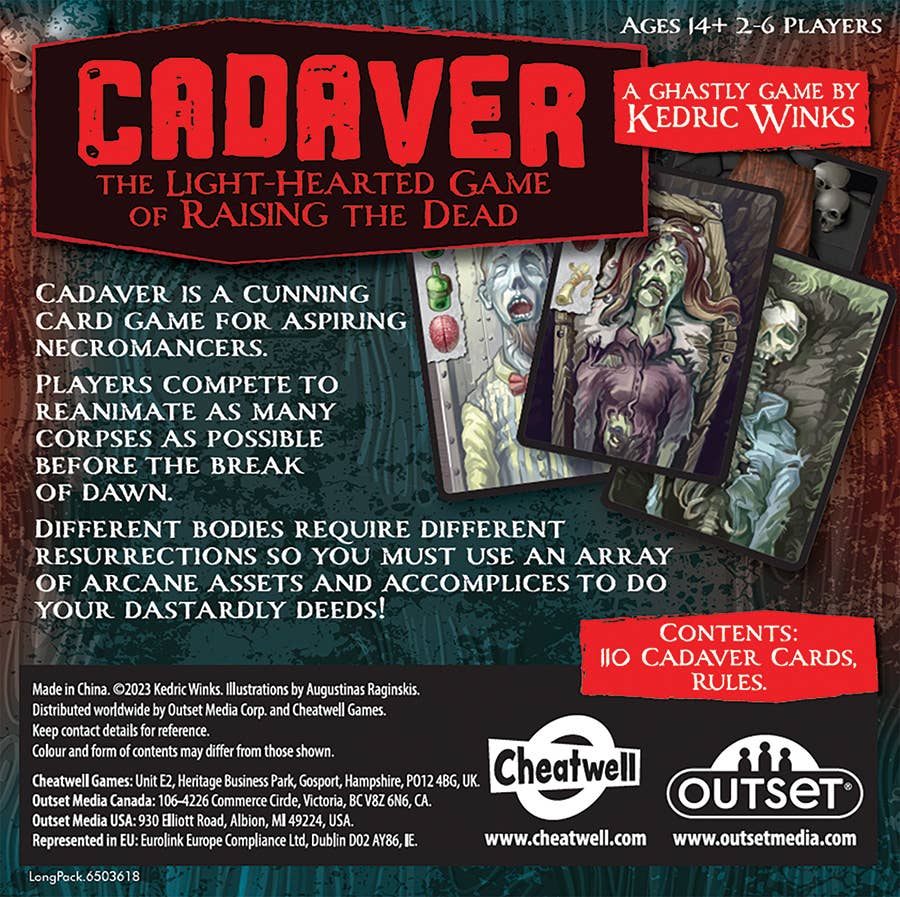 Cadaver: A Light-Hearted Game of Raising the Dead