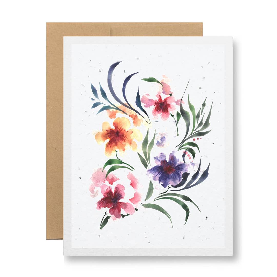 Watercolor flowers - Plantable Greeting Card