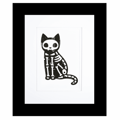 Skeleton Cat Circuit Board Art - 8x10