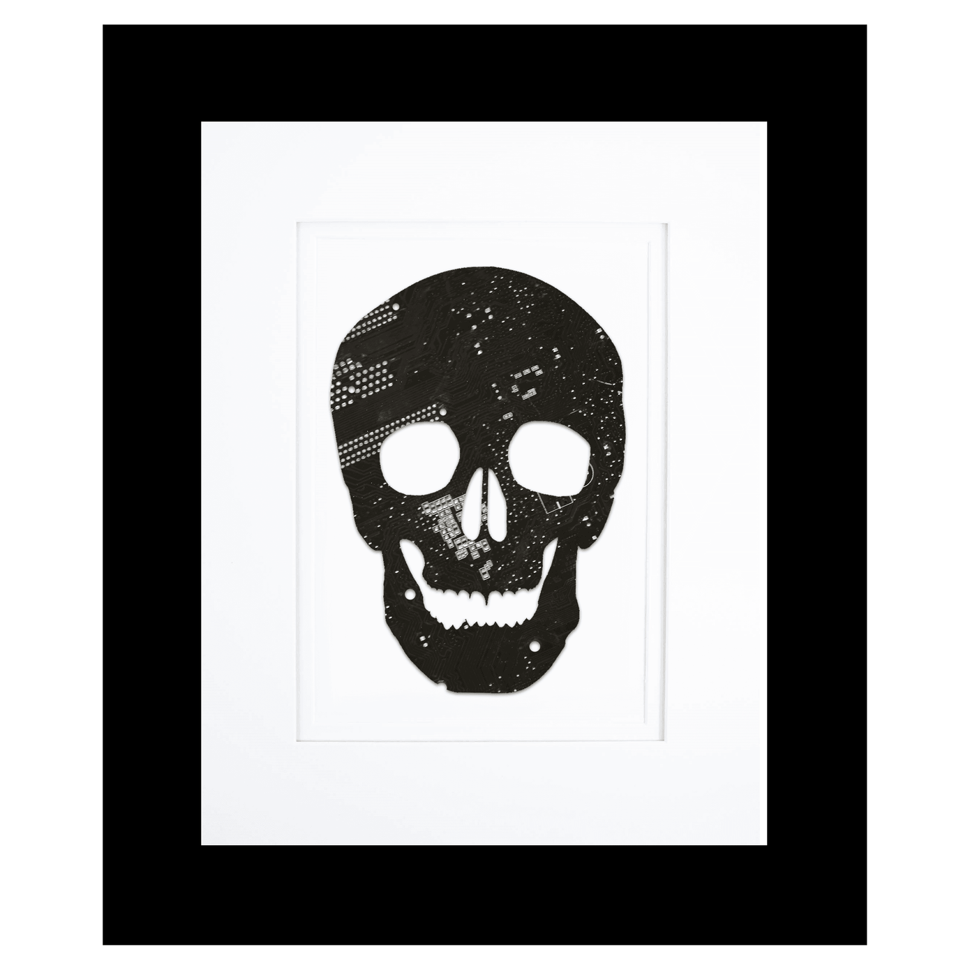 Human Skull Circuit Board Art - 8x10
