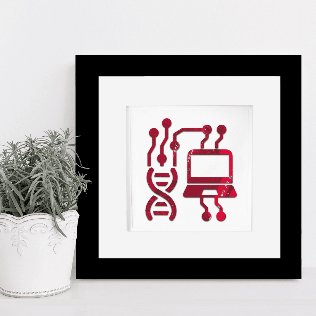 Data Science + DNA Flask Circuit Board Art - 8x8