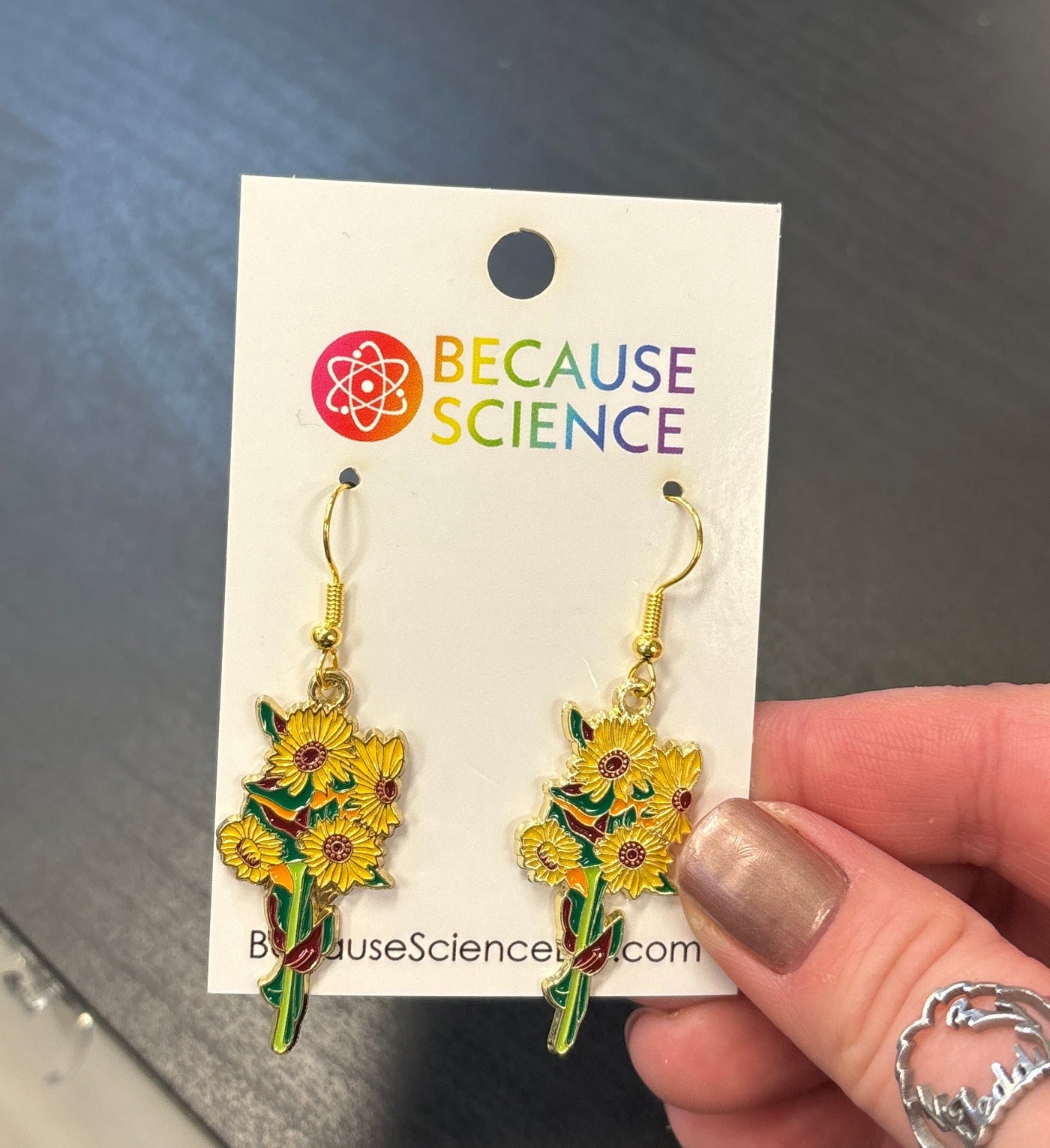 Sunflower Bouquet Enamel Dangle Earrings
