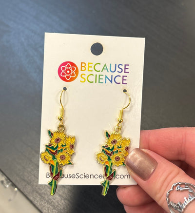Sunflower Bouquet Enamel Dangle Earrings