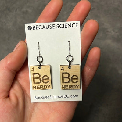 Be Nerdy - Wood Dangle Earrings