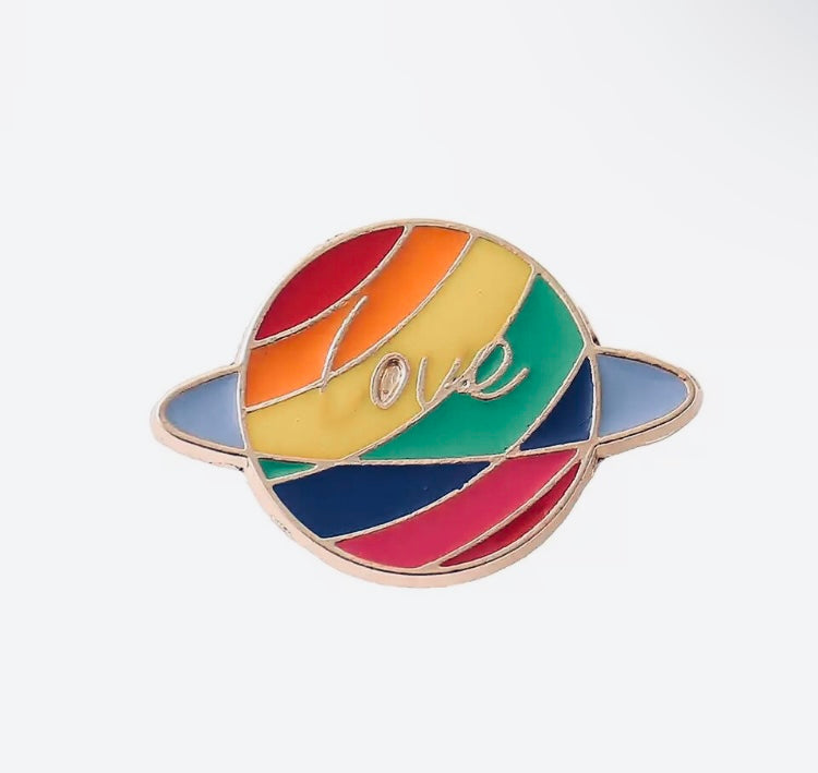 Rainbow Saturn Enamel Pin