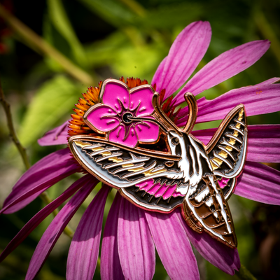 Sphinx Moth & Flower - Enamel Pin