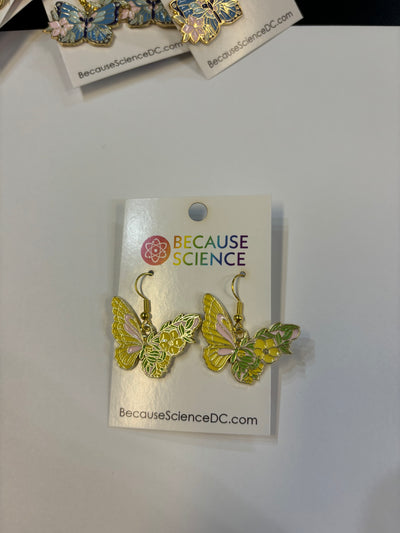 Yellow Butterfly Dangle Earrings
