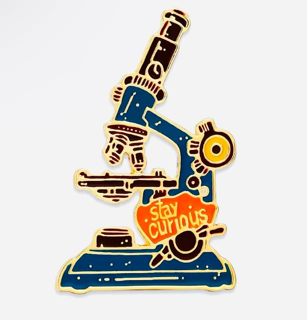 Stay Curious (colorful) Microscope Enamel Pin