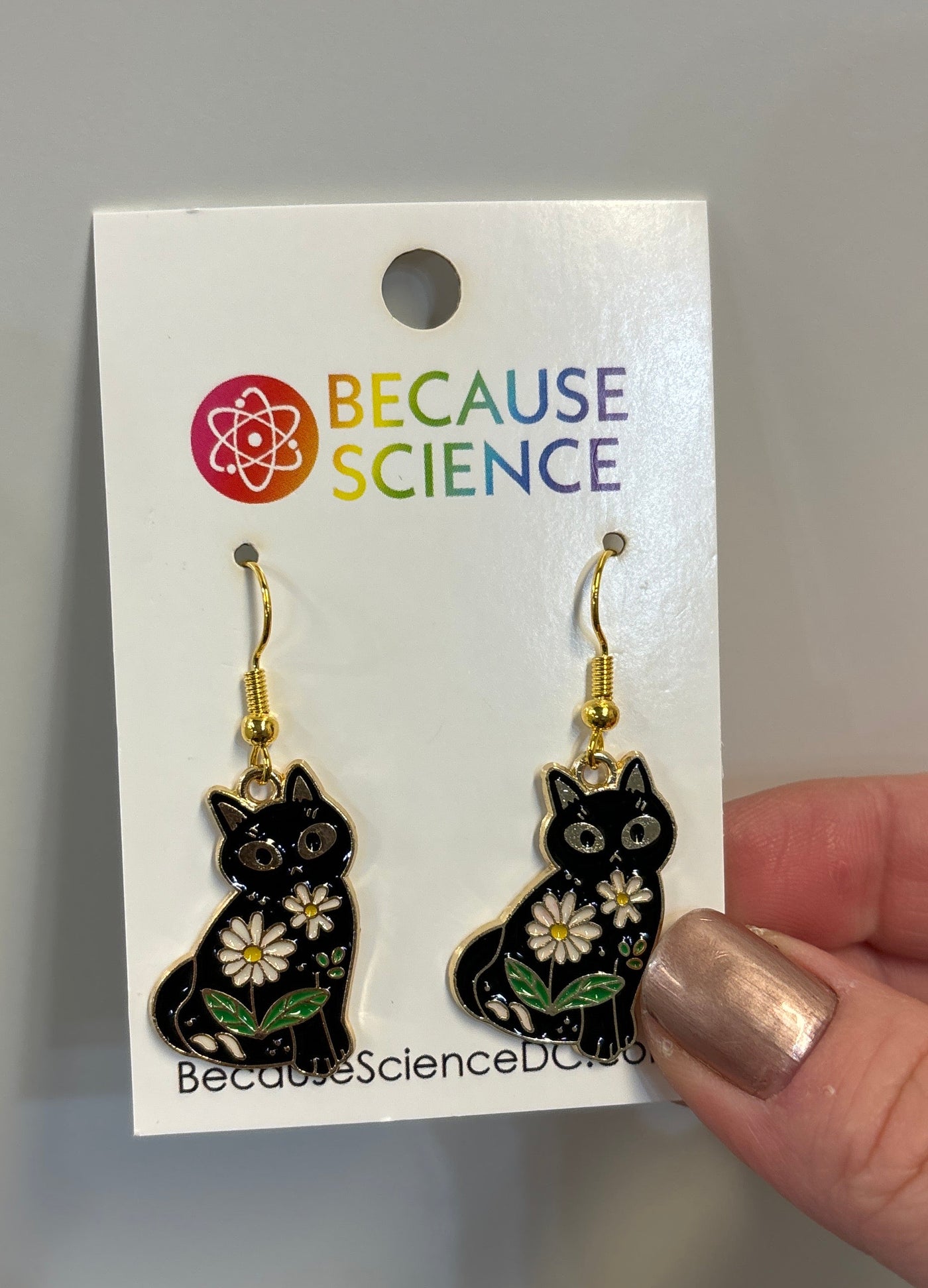 Floral Cat Dangle Earrings