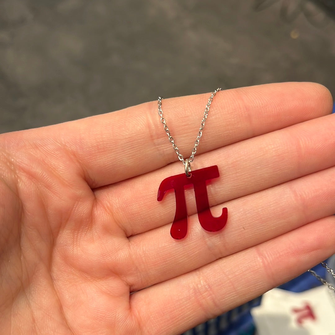 Red Pi Acrylic Necklace