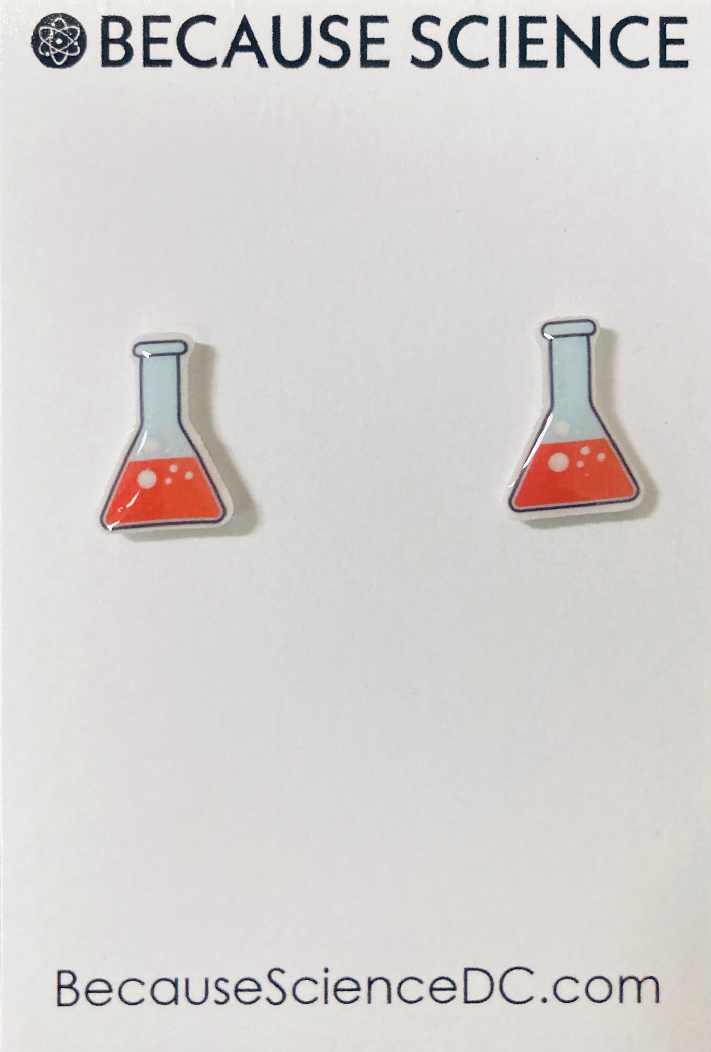 Orange Erlenmeyer Flask Post Earrings