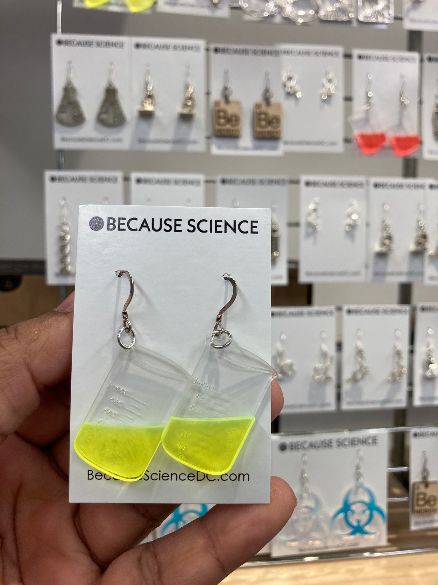 Neon Yellow Beaker Earrings