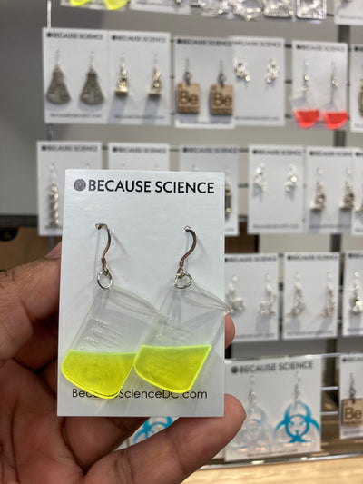 Neon Yellow Beaker Dangle Earrings