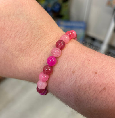 Quartz (pinks) Gemstone Stretch Bracelet