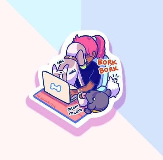 Working from Home with Dogs - Vinyl Sticker