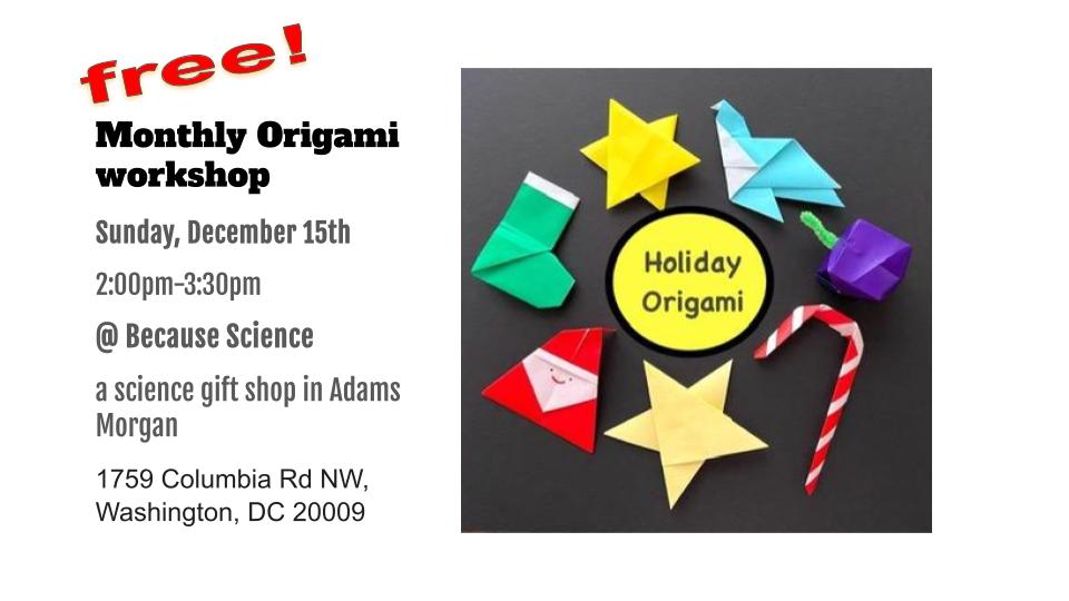 Holiday Origami Dec 15, 2-3:30pm