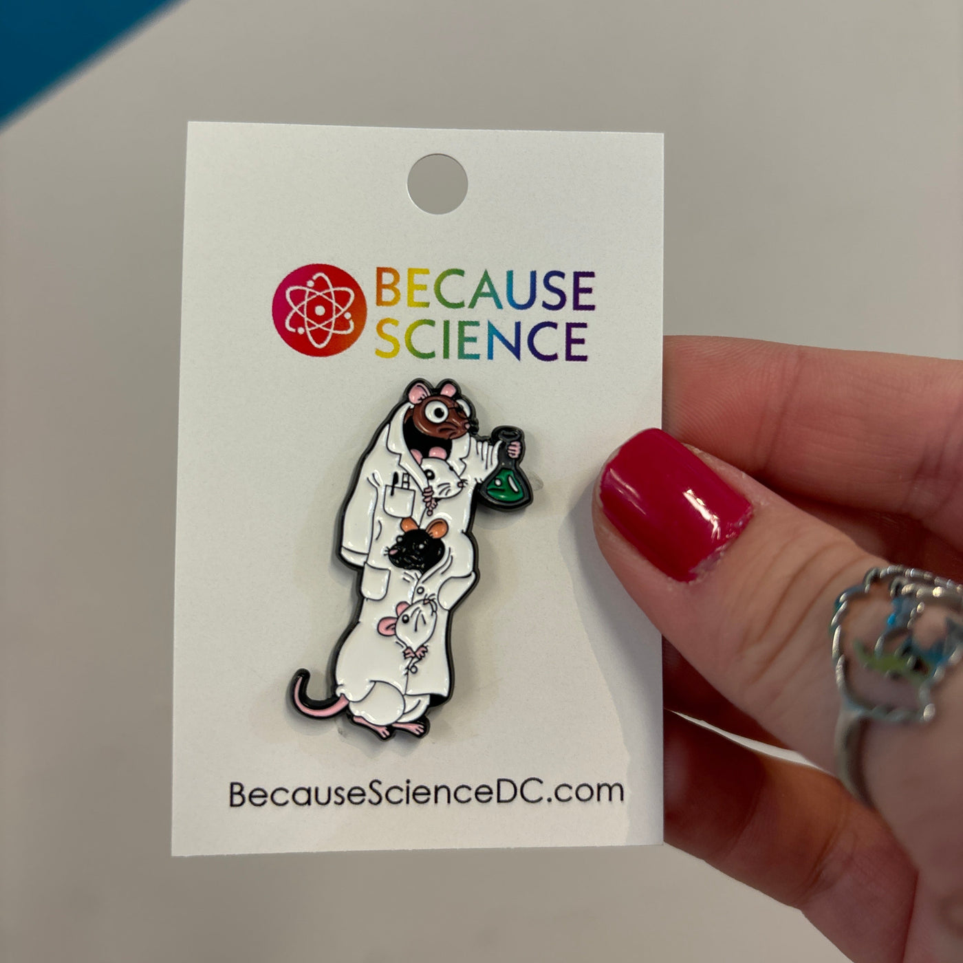 Four Rats in a Lab Coat Enamel Pin