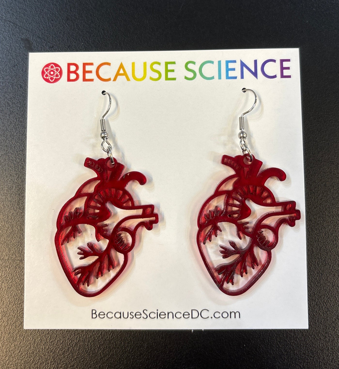 Anatomical Heart - Red Acrylic Dangle Earrings