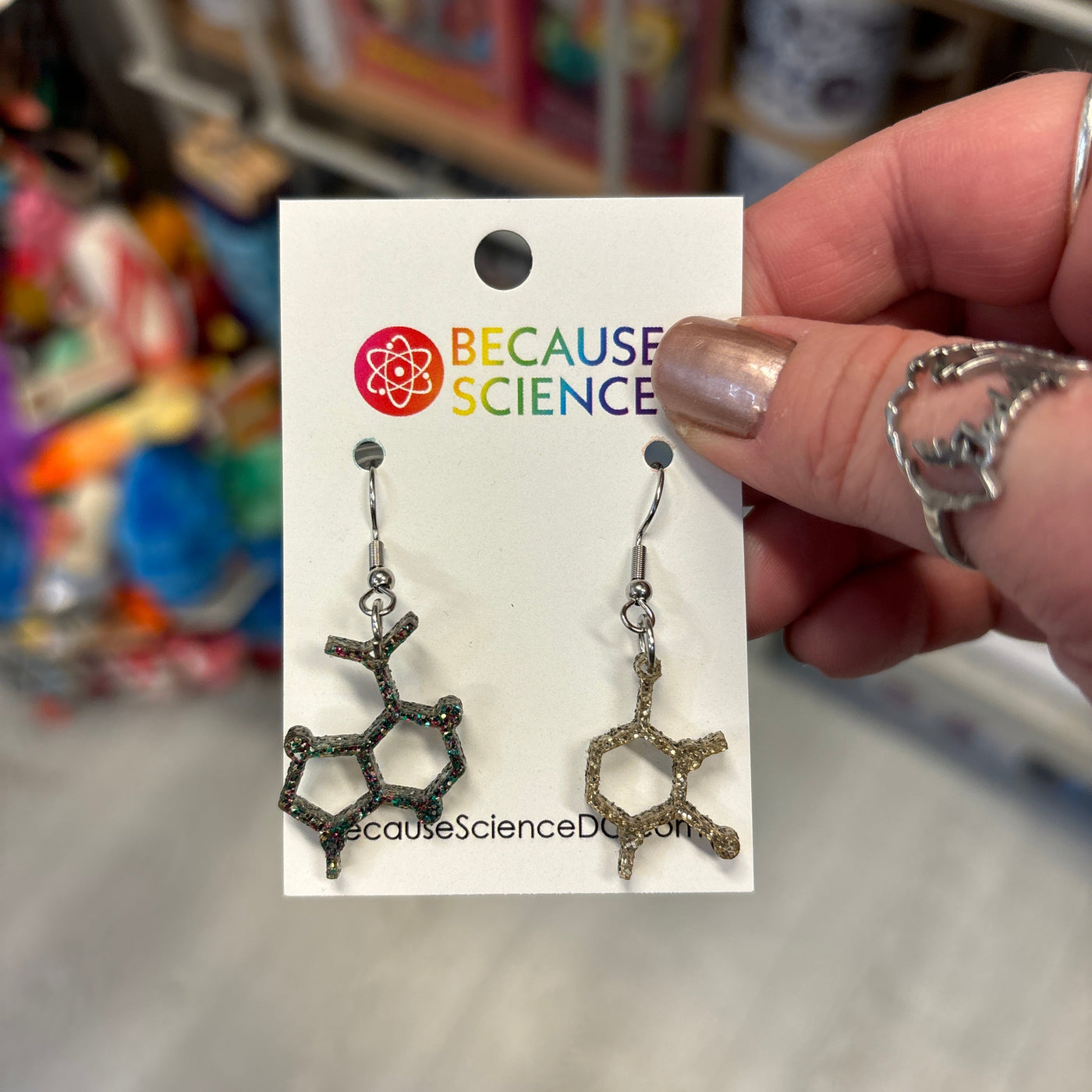 Uracil & Adenine Molecule - Glitter Acrylic Dangle Earrings