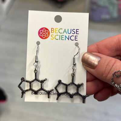 Guanine Molecule - Black Glitter Acrylic Dangle Earrings