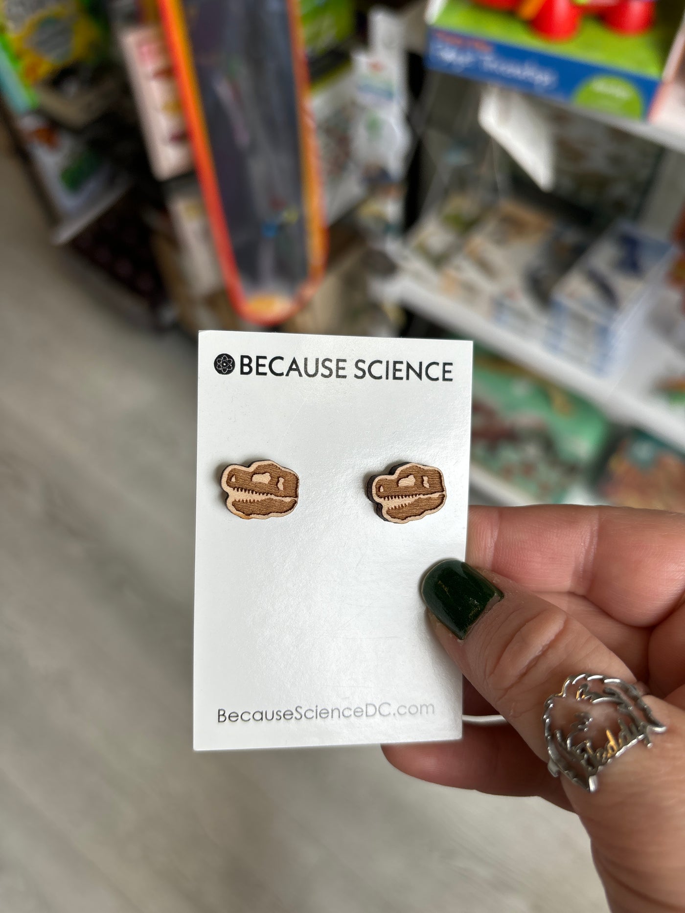 T-Rex - Wood Post Earrings