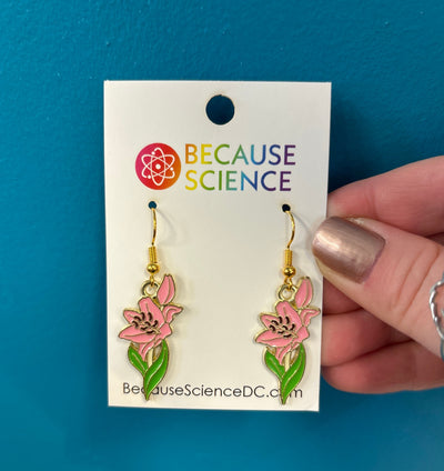 Pink Lilies Dangle Earrings