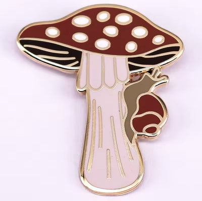 Mushroom & Snail Enamel Pin